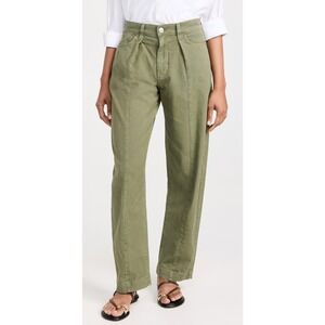AYR The Recess Pants Womens Size 27 Green High Rise Crop Wide Leg Casual